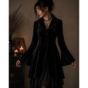 Vintage Maestro Crushed Velvet Jacket Womens Medium Bell Sleeve Dark Whimsigoth